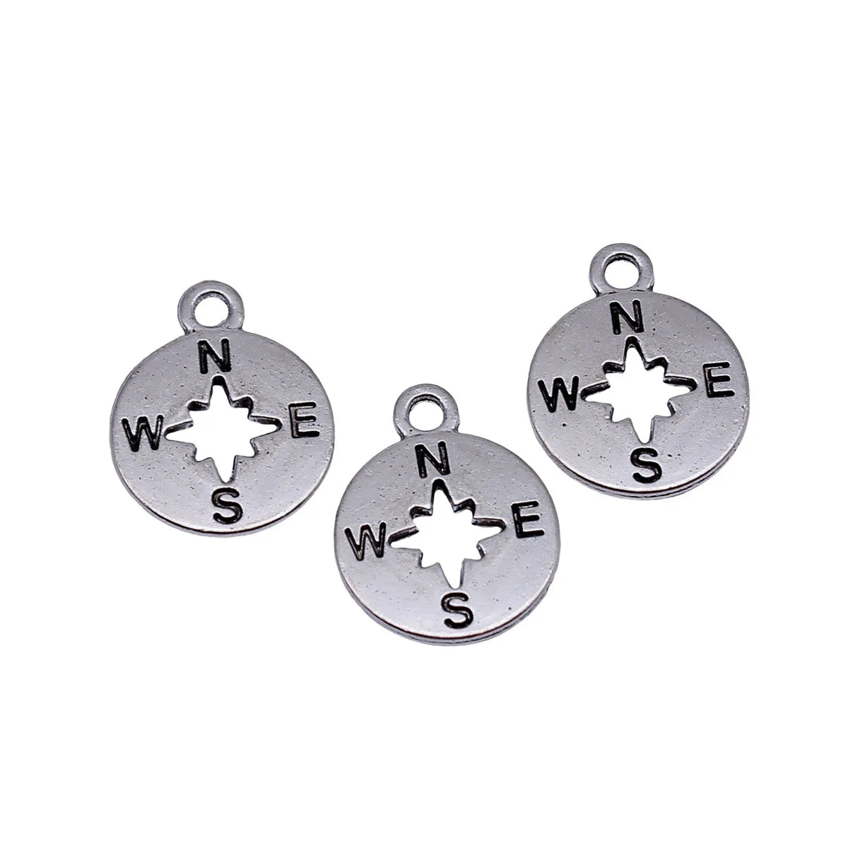 17x14mm 1.1g Antique Silver Zinc Alloy Hollow Compass Charm Pendant for DIY Travel Jewelry Making