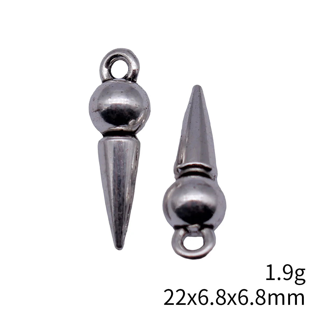 22x6.8x6.8mm 1.9g Antique Silver Zinc Alloy Pointed Cone Charm Pendant for Necklace Earring DIY Jewelry Making