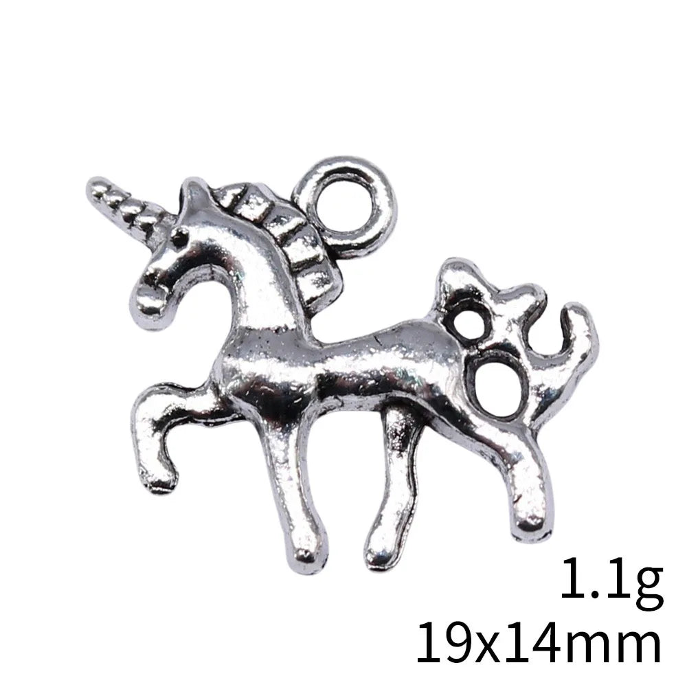 19x14mm 1.1g Antique Silver Zinc Alloy Unicorn Charm Pendant for DIY Necklace Bracelet Jewelry Making