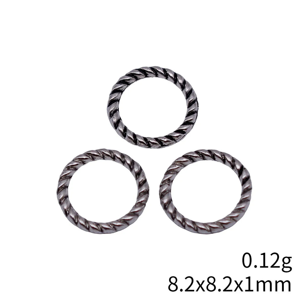 8.2x8.2x1mm 0.12g Multicolor Zinc Alloy Twisted Rope Round Ring Connector Charm for DIY Jewelry Making