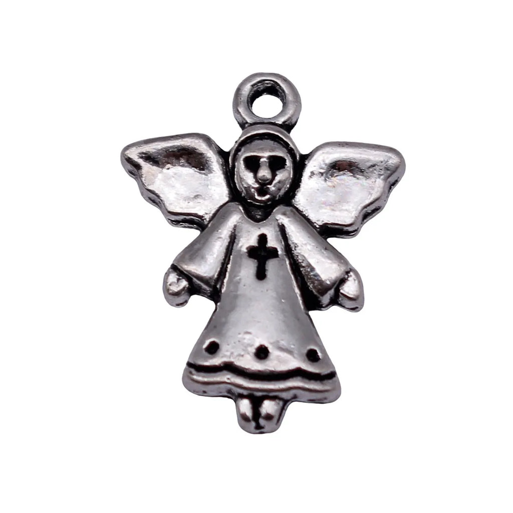 20x15mm 1.1g Antique Silver Zinc Alloy Cross Angel Charm Pendant for DIY Necklace Bracelet Making