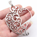 90x61mm 17.7g Antique Silver Zinc Alloy Carved Heart Charm Pendant for DIY Necklace Jewelry Making