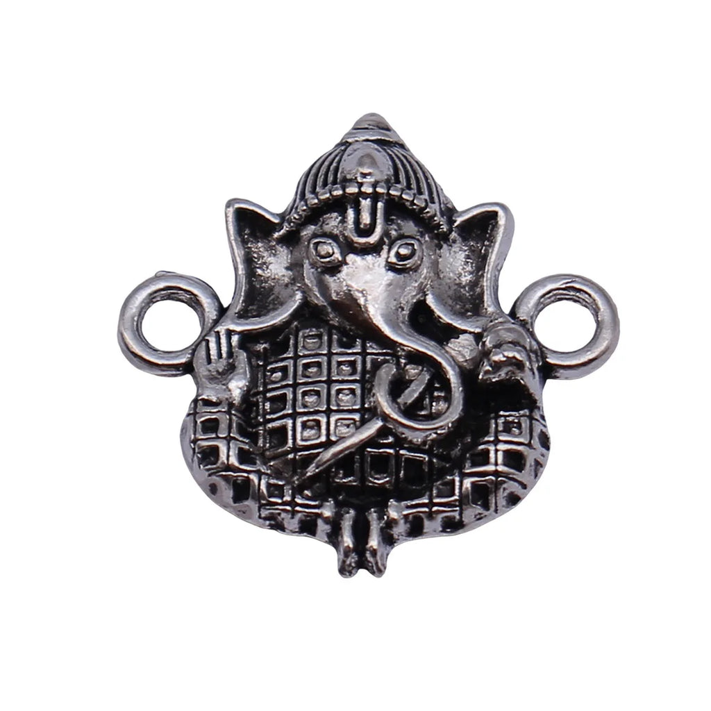 19x19mm 1.5g Antique Silver Zinc Alloy Indian Elephant Head God Connector Charm for DIY Jewelry Making