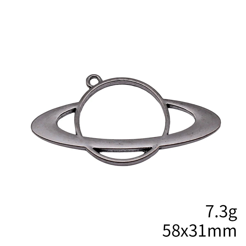 58x31mm 7.3g Antique Silver Zinc Alloy Hollow Planet Star Charm Pendant for Necklace Making