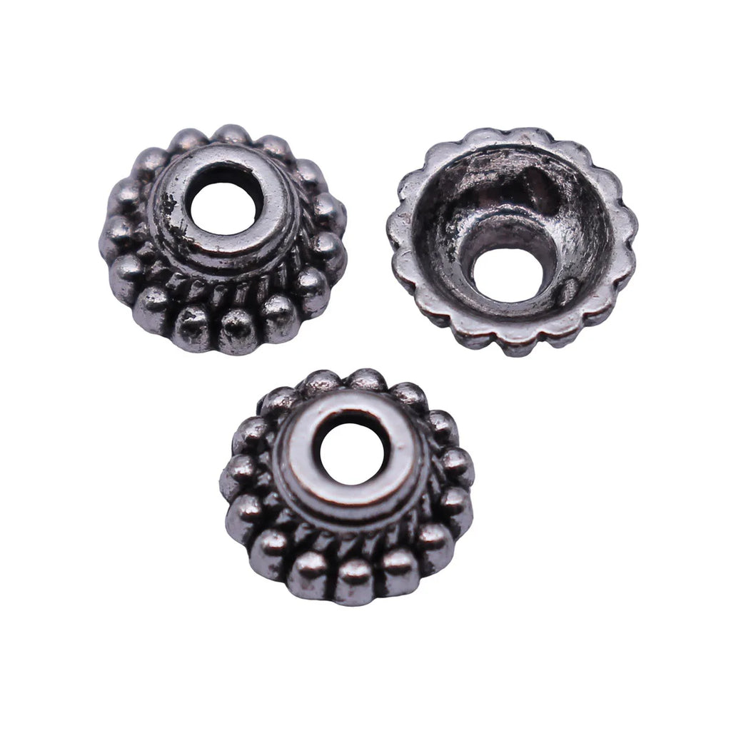 7.5x7.5x3.3mm 0.34g Antique Silver Zinc Alloy Flower Bead Caps Flower Cones for DIY Bracelet Necklace Making