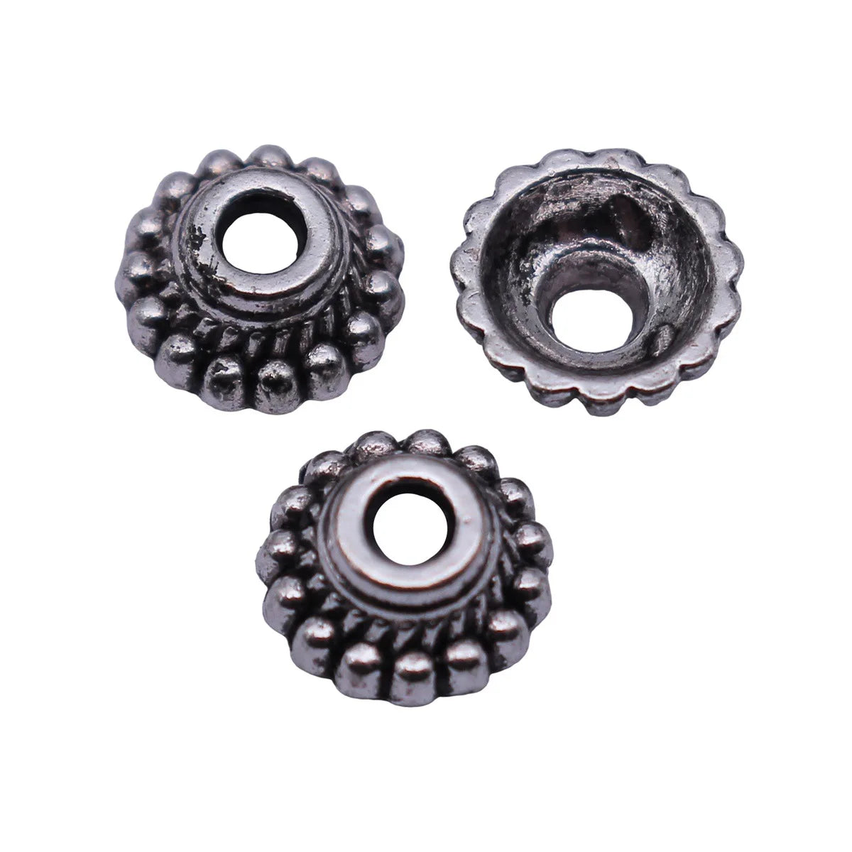 7.5x7.5x3.3mm 0.34g Antique Silver Zinc Alloy Flower Bead Caps Flower Cones for DIY Bracelet Necklace Making