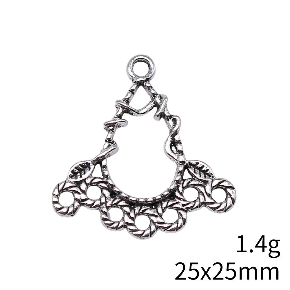 25x25mm 1.4g Antique Silver Zinc Alloy Twisted Rope Round Connector Charm for DIY Earrings Jewelry