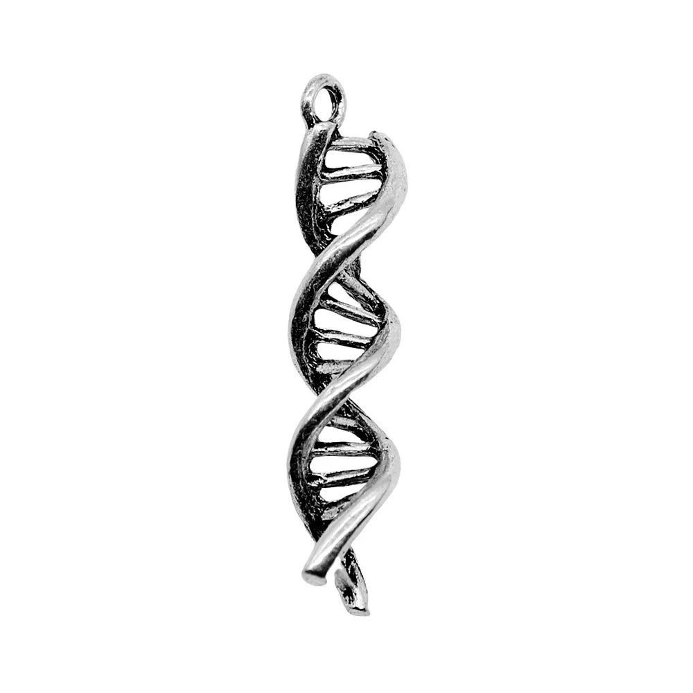 9x41mm 2.8g Antique Silver Zinc Alloy DNA Helix Charm Pendant for DIY Science Theme Jewelry Making