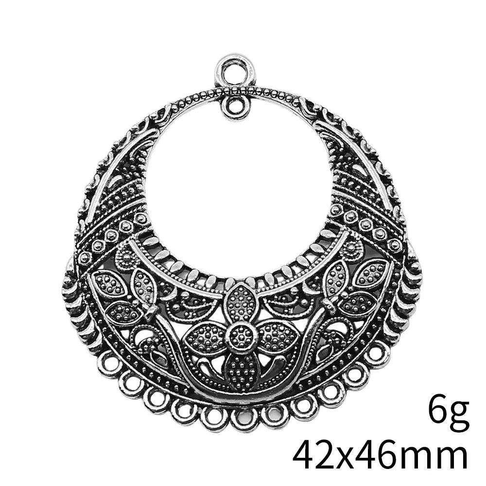 42x46mm 6g Multicolor Zinc Alloy Openwork Geometric Earring Connector Charm for DIY Earrings