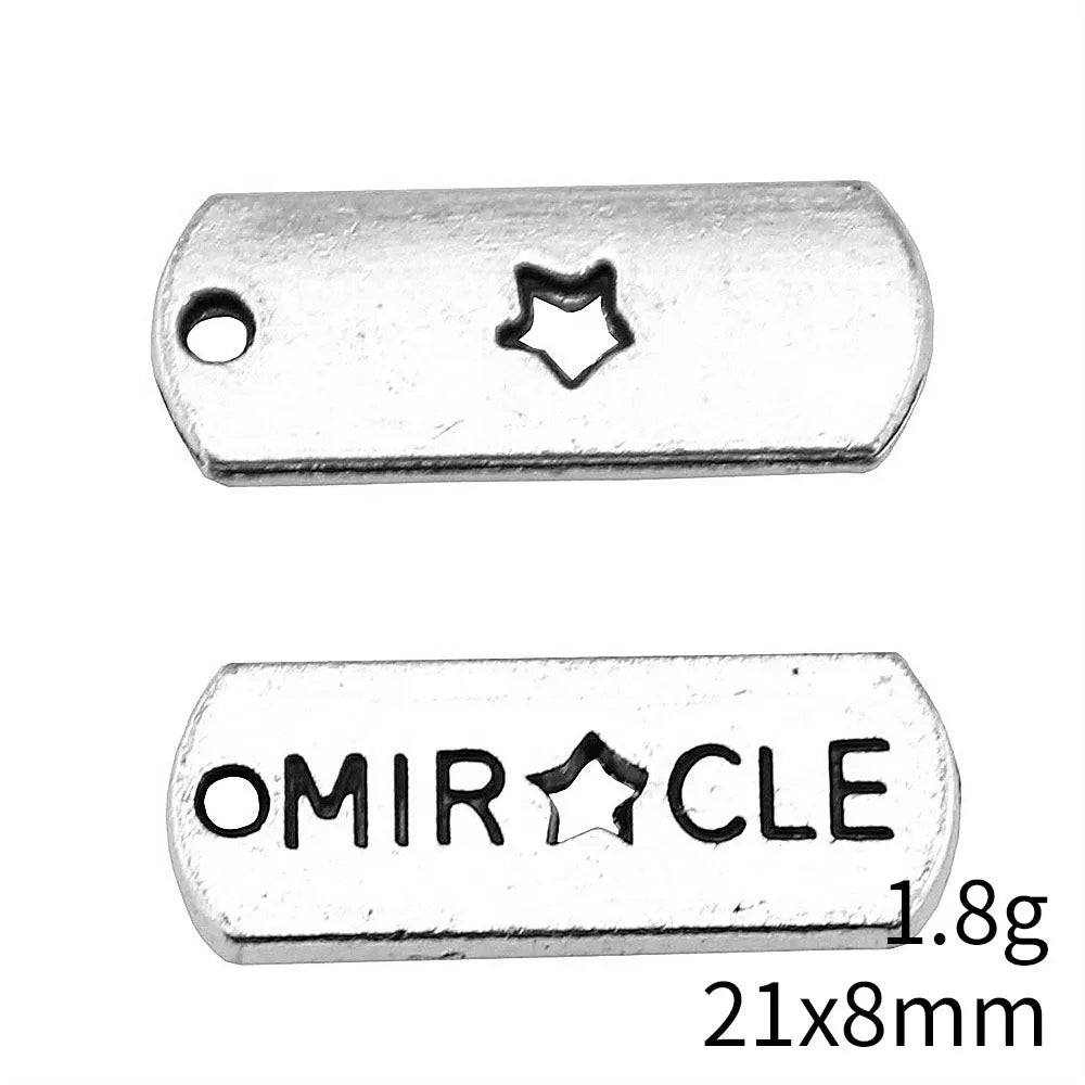 21x8mm 1.8g Multicolor Zinc Alloy MIRCLE Miracle Word Charm Pendant for DIY Necklace Bracelet Making
