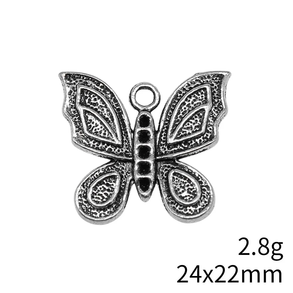 24x22mm 2.8g Antique Silver Zinc Alloy Butterfly Charm Pendant for DIY Necklace Bracelet Making