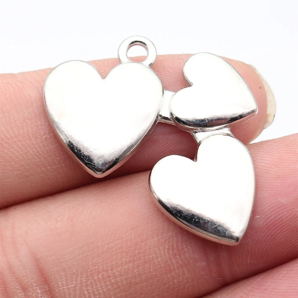 31x25mm 3.6g White K Color Zinc Alloy Three Heart Charm Pendant for DIY Necklace Bracelet Jewelry