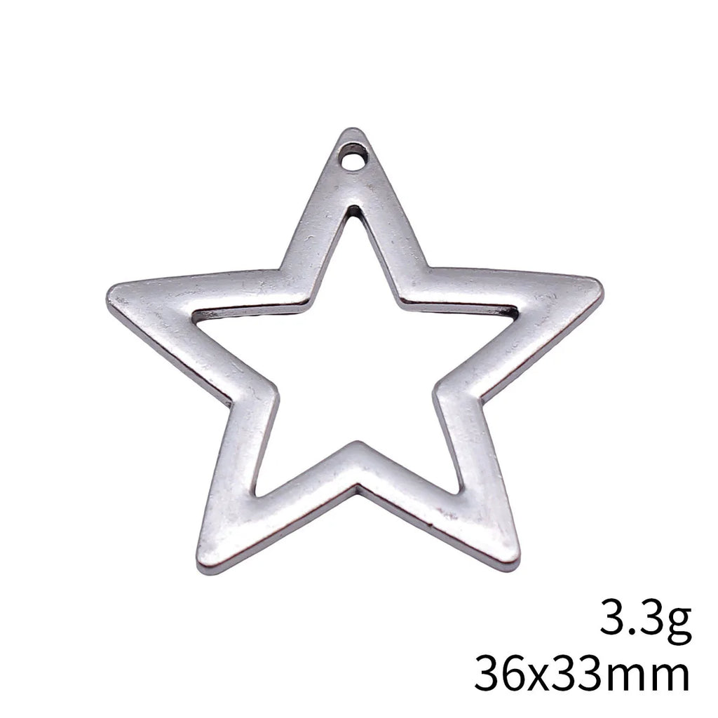 36x33mm 3.3g Antique Silver Zinc Alloy Openwork Five Point Star Hollow Charm Pendant for DIY Jewelry Making