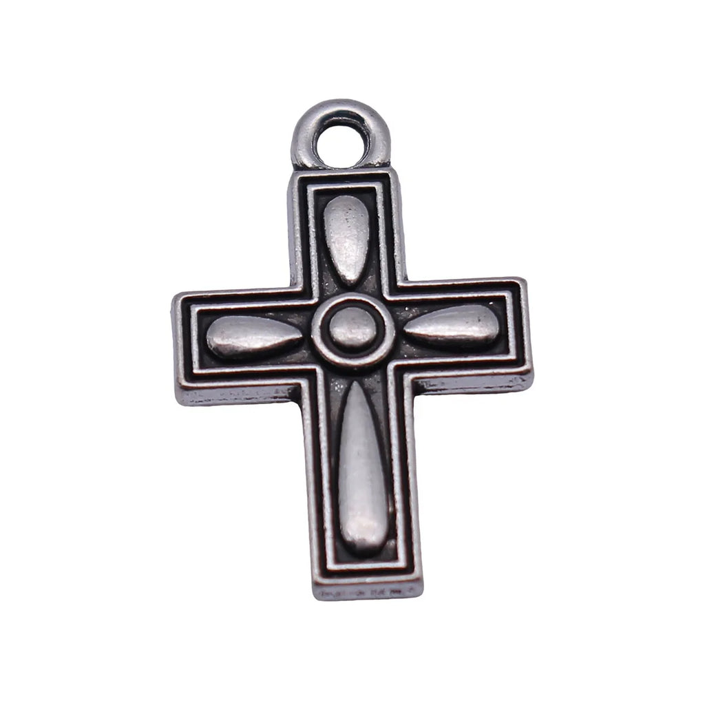 21x14mm 1.6g Antique Silver Zinc Alloy Cross Charm Pendant for DIY Religious Necklace Bracelet