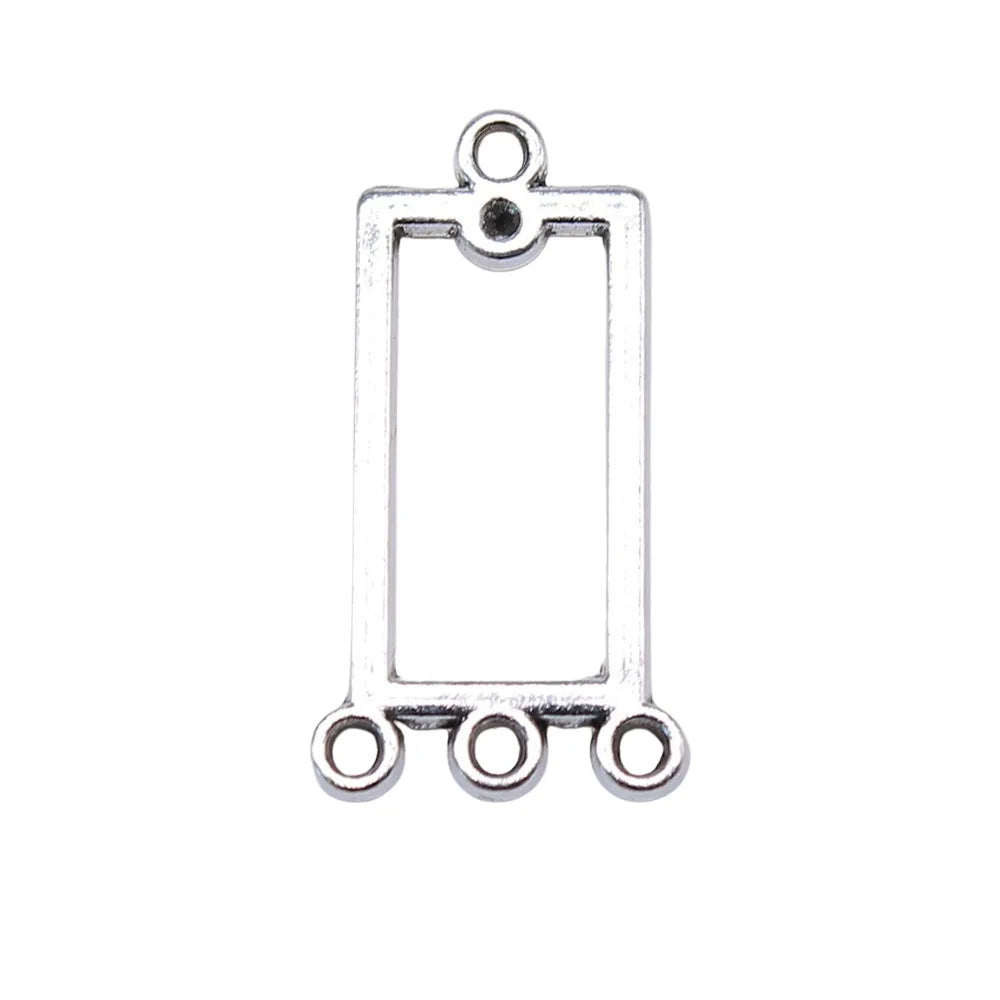 22x12mm 0.9g Antique Silver Zinc Alloy Rectangle Earring Connector Charm for DIY Jewelry Making