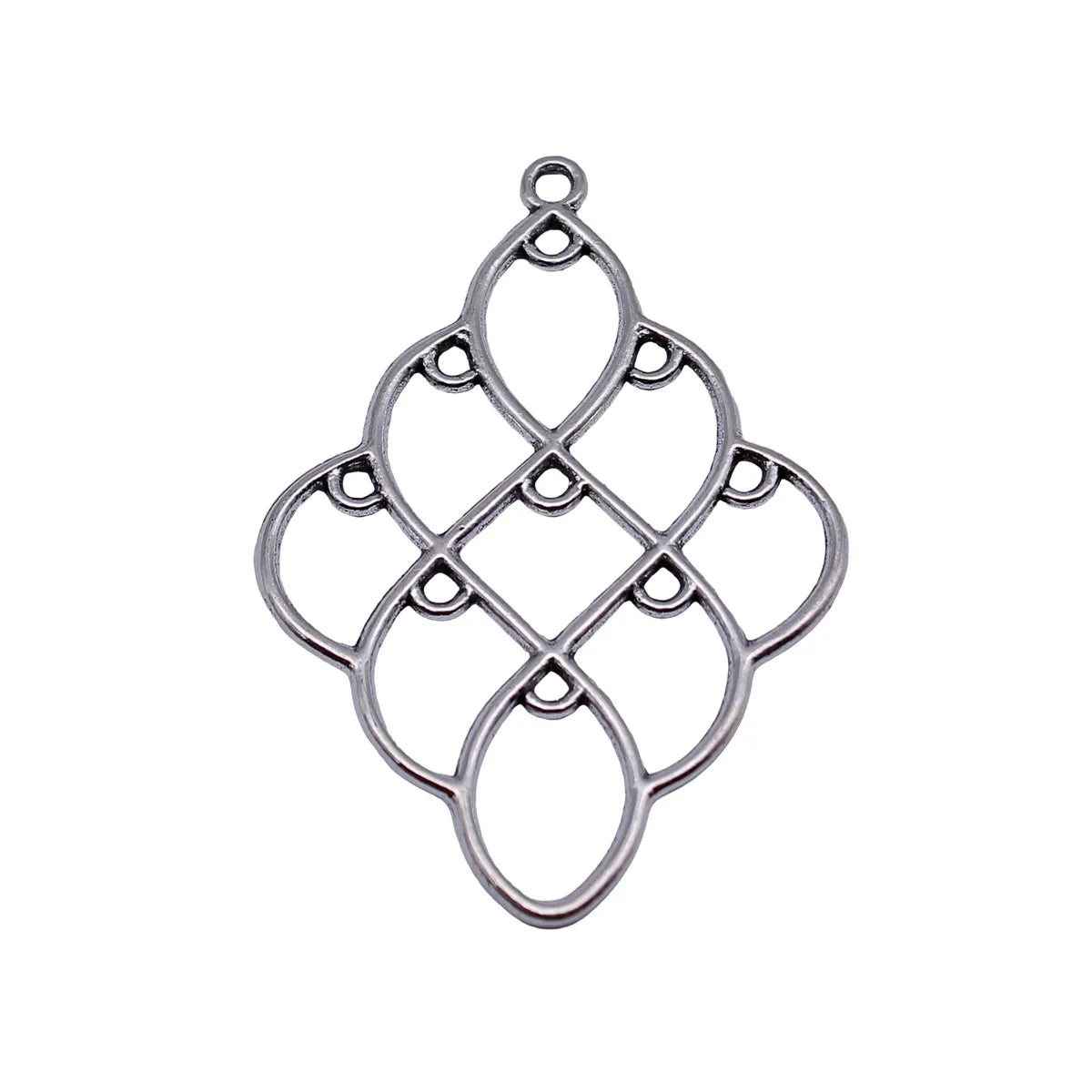 51x36mm 2.8g Antique Silver Zinc Alloy Geometric Hollow Diamond Connector Charm for DIY Earrings