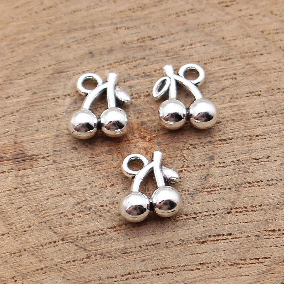 10x8mm 0.64g Antique Silver Zinc Alloy Cherry Charm Pendant for Necklace Bracelet DIY Jewelry