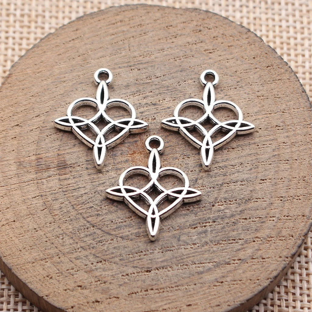 20x17mm 1.2g Antique Silver Zinc Alloy Openwork Heart Cross Star Celtic Knot Hollow Charm Pendant for DIY Jewelry