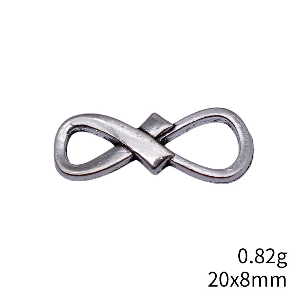 20x8mm 0.82g Antique Silver Zinc Alloy Ribbon Infinity Symbol Connector Charm for DIY Bracelet Jewelry