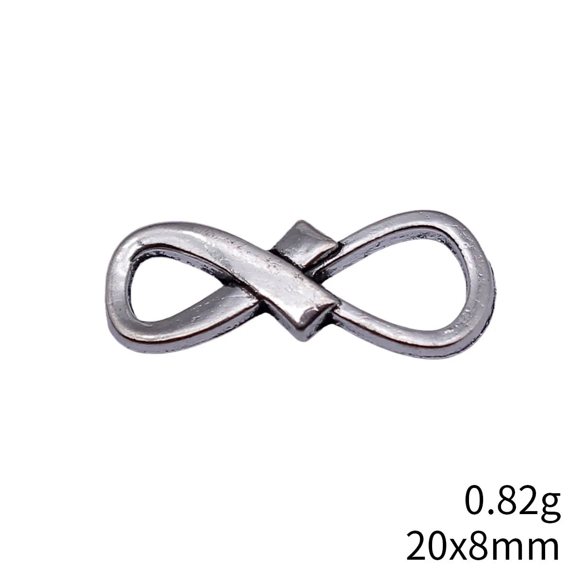 20x8mm 0.82g Antique Silver Zinc Alloy Ribbon Infinity Symbol Connector Charm for DIY Bracelet Jewelry