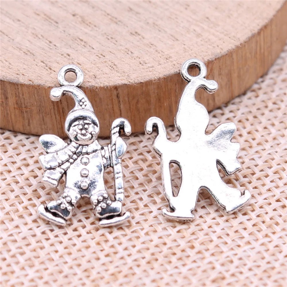 23x13mm 1.3g Multicolor Zinc Alloy Snowman Charm Pendant for DIY Christmas Jewelry Making