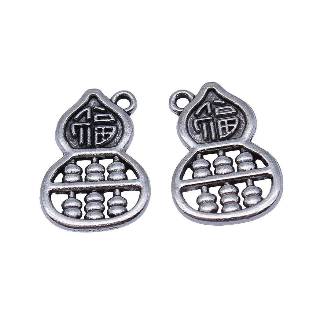 20x14mm 1.6g Antique Silver Zinc Alloy Fortune Gourd Abacus Ruyi Charm Pendant for DIY Jewelry