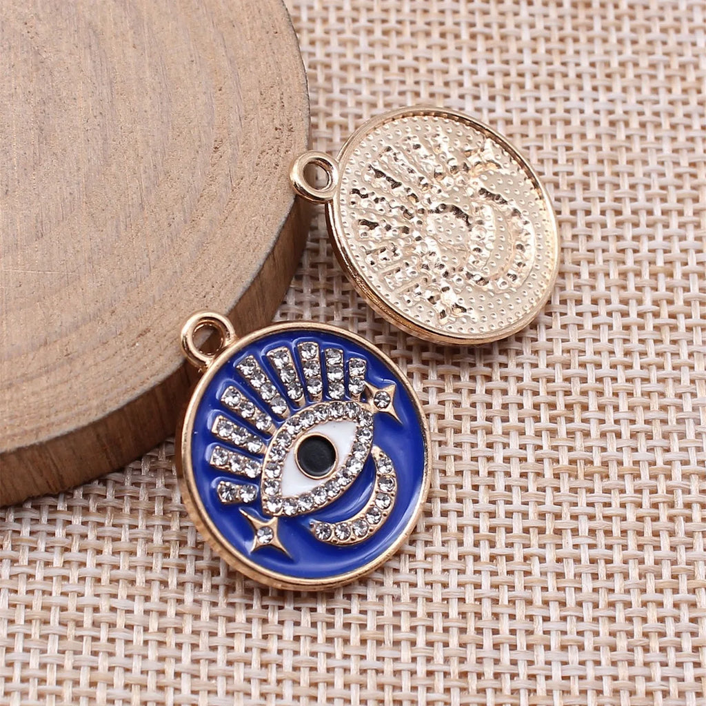 26x22mm 2.6g KC Gold Zinc Alloy Evil Eye Charm Pendant for DIY Necklace Bracelet Jewelry Making