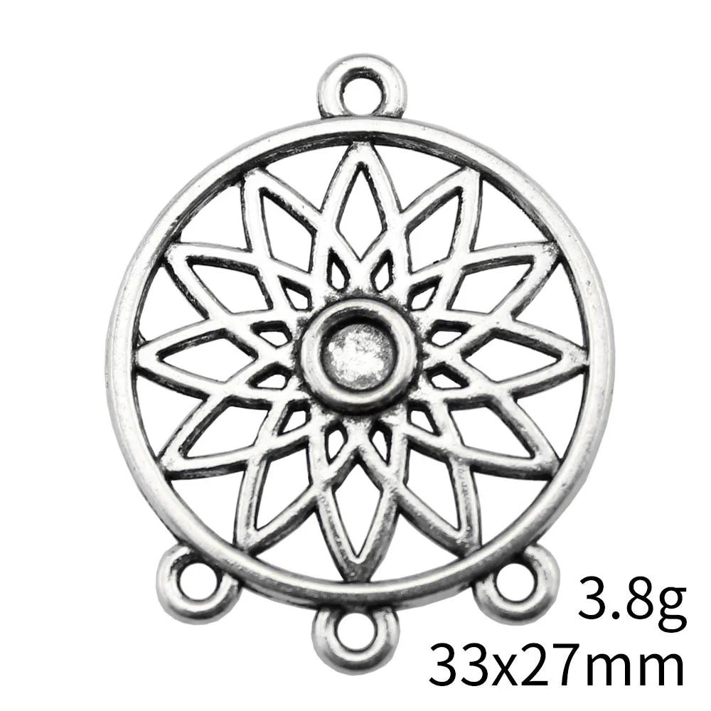 33x27mm 3.8g Multicolor Zinc Alloy Dreamcatcher Connector Charm for DIY Earring Bracelet Jewelry