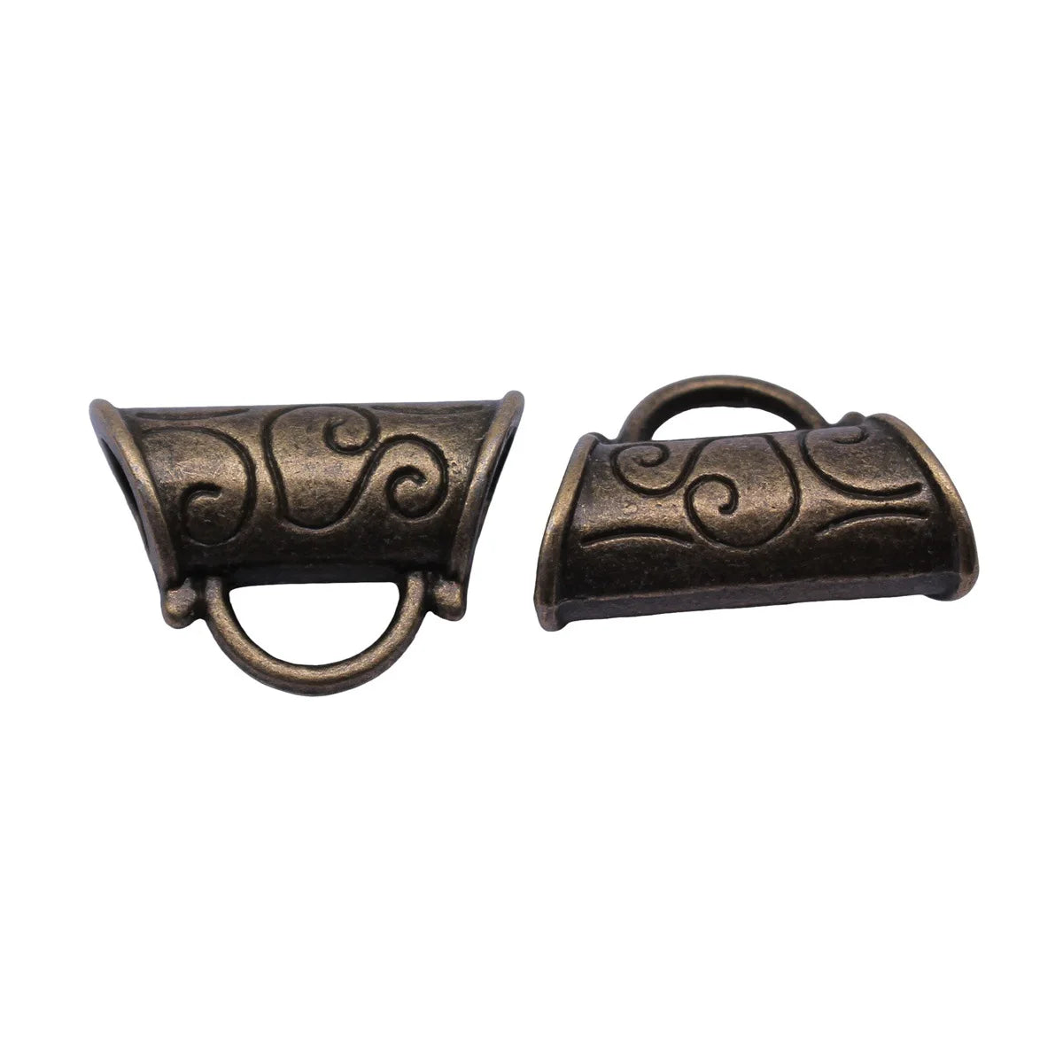 21x15x8.5mm 3.2g Antique Bronze Zinc Alloy Carved Three Hole Necklace Bail Connector for DIY Jewelry Making