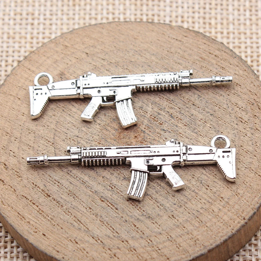 44x14mm 2.9g Antique Silver Zinc Alloy Machine Gun charm pendant for DIY bracelet necklace jewelry