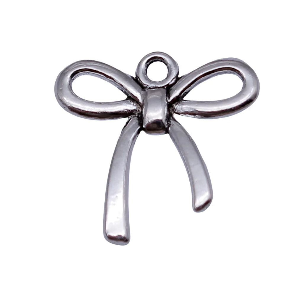 18x18mm 0.79g Antique Silver Zinc Alloy Bowknot Butterfly Charm Pendant for DIY Necklace Bracelet Making