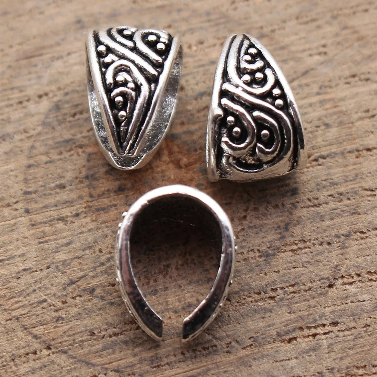 11x9x7.6mm 0.92g Antique Silver Zinc Alloy Engraved Floral Pendant Bail for Necklace Jewelry Making