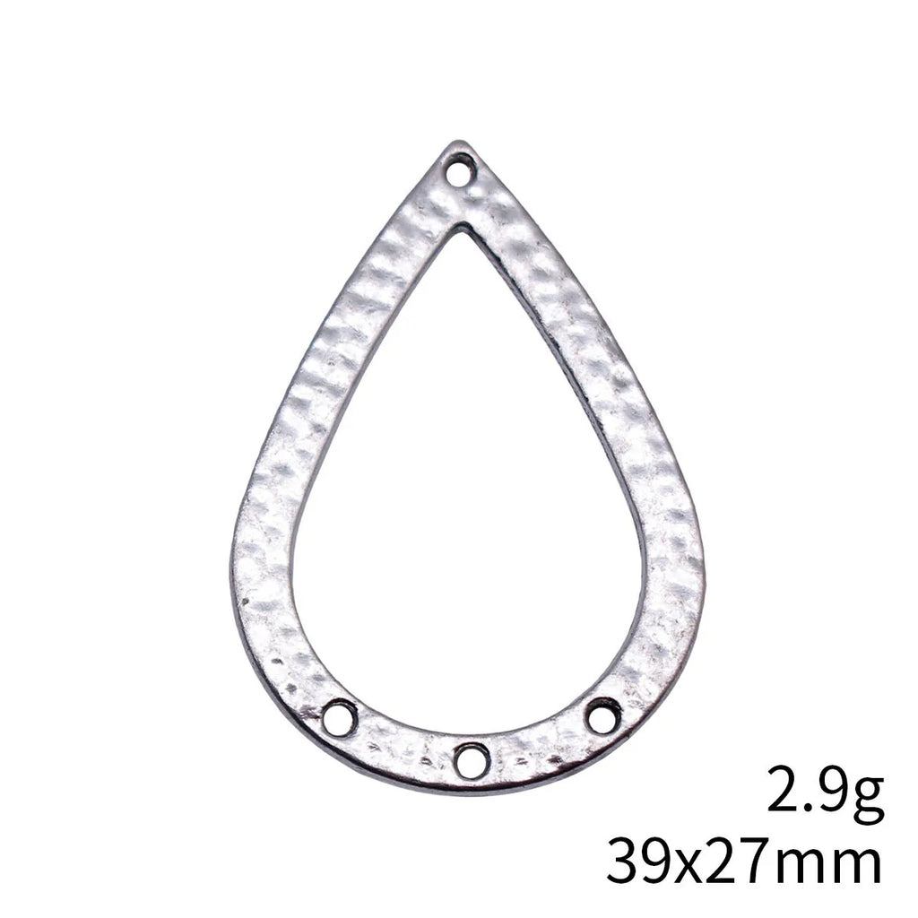 39x27mm 2.9g Multicolor Zinc Alloy Hollow Hammered Teardrop Earring Connector Charms for DIY Earrings