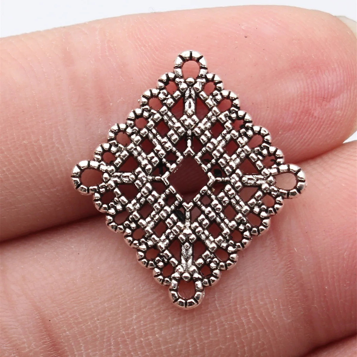 24x22mm 2.1g Multicolor Zinc Alloy Hollow Diamond Connector Charm for DIY Bracelet Jewelry Making