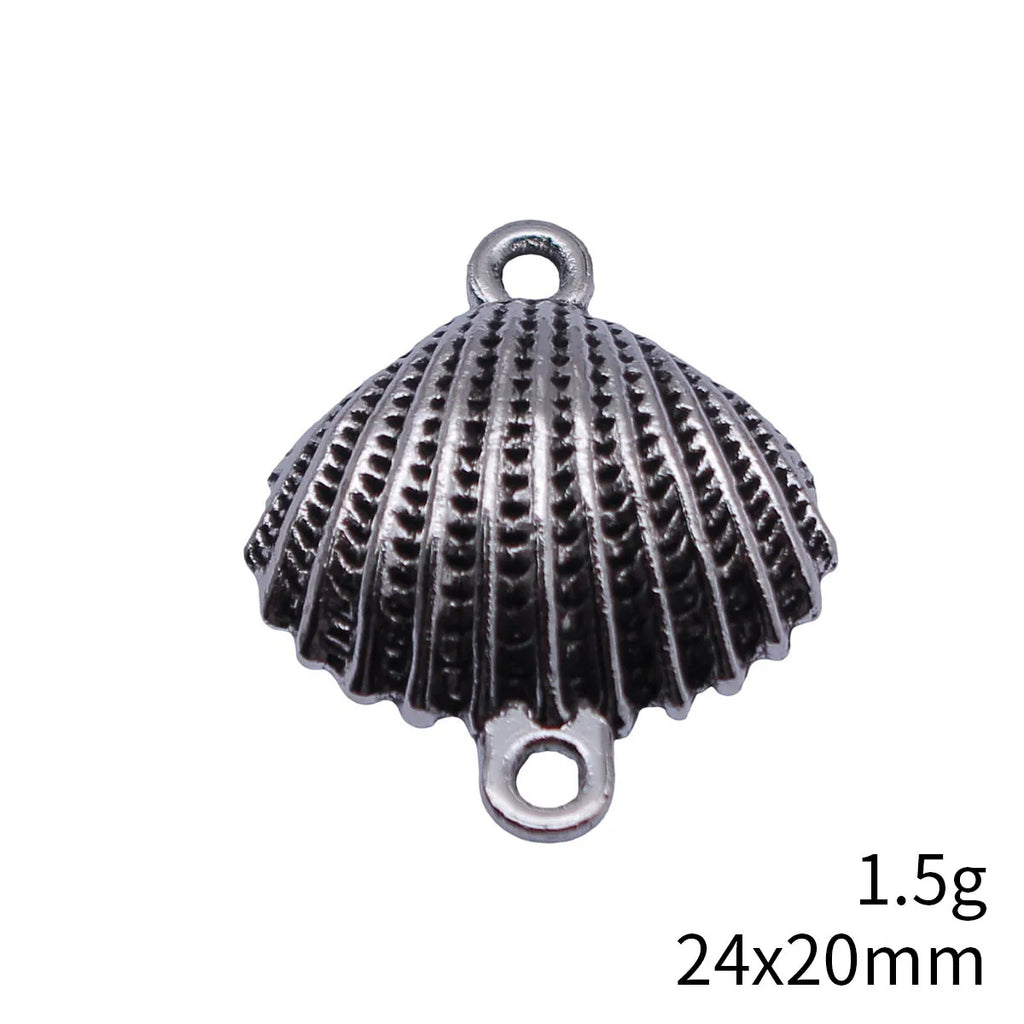 24x20mm 1.5g Antique Silver Tone Zinc Alloy Shell Connector Charm for DIY Necklace Bracelet Making