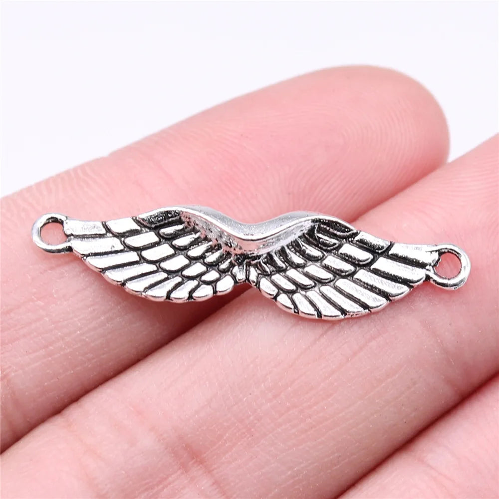 35x9mm 1.32g Antique Silver Zinc Alloy Wing Connector Charm for DIY Bracelet and Necklace Jewelry Making