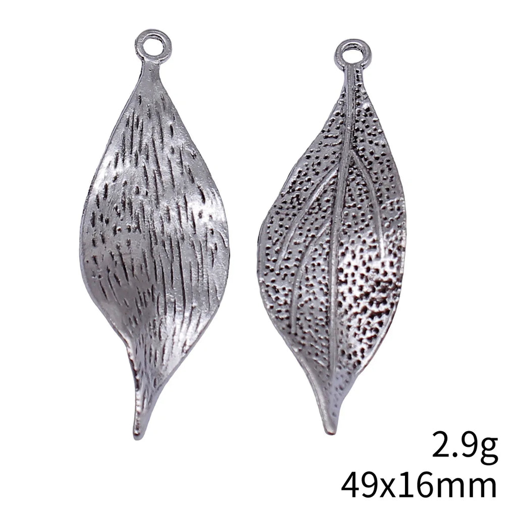 49x16mm 2.9g Multicolor Zinc Alloy Twisted Leaf Charm Pendant for DIY Necklace Bracelet Making