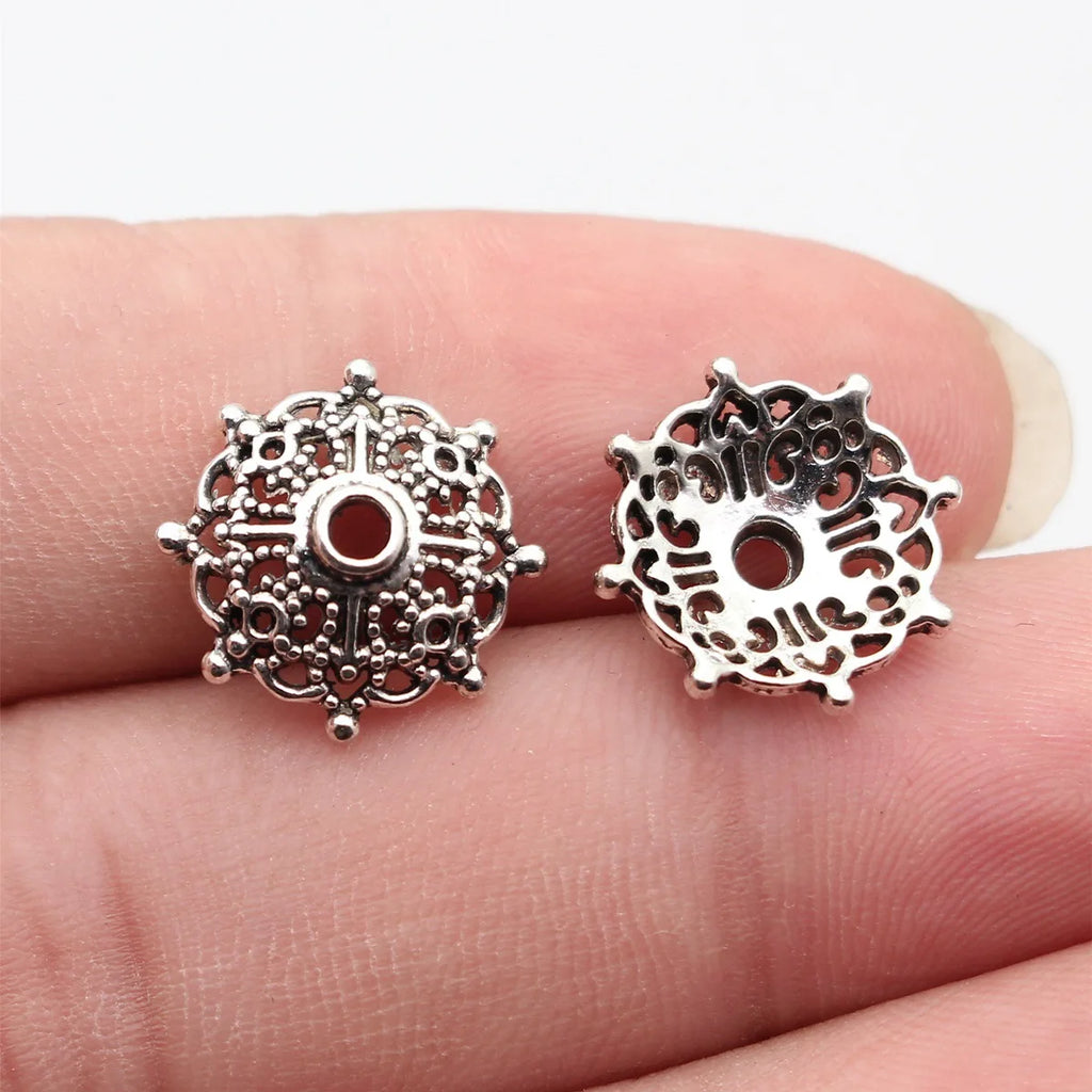14x14x4.6mm 0.8g Multicolor Zinc Alloy Flower Bead Caps for DIY Beaded Bracelet Necklace Making