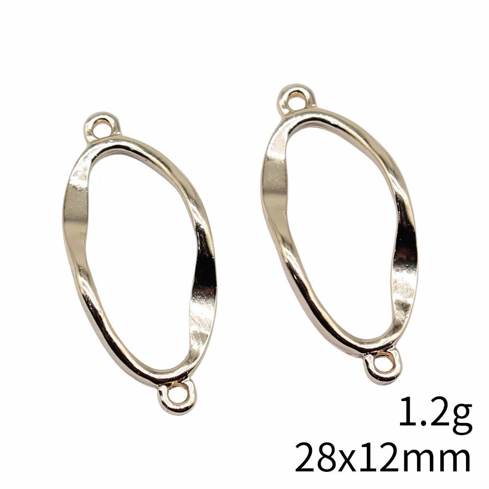 28x12mm 1.2g KC Gold Zinc Alloy Oval Connector Charm Pendant for DIY Necklace Bracelet Jewelry Making