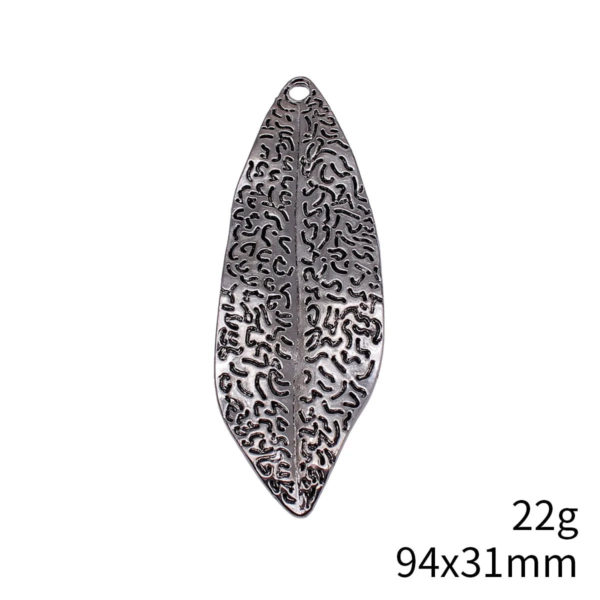 94x31mm 22g Antique Silver Zinc Alloy Large Textured Leaf Charm Pendant for DIY Necklace Making
