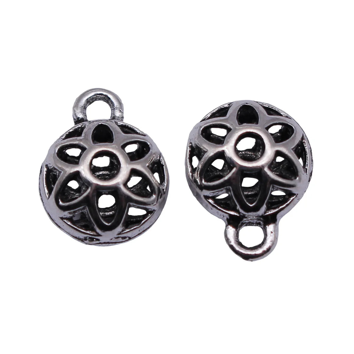 16x13x8.6mm 1.4g Antique Silver Zinc Alloy 3D Hollow Flower Charm Pendant for DIY Earrings and Jewelry Making