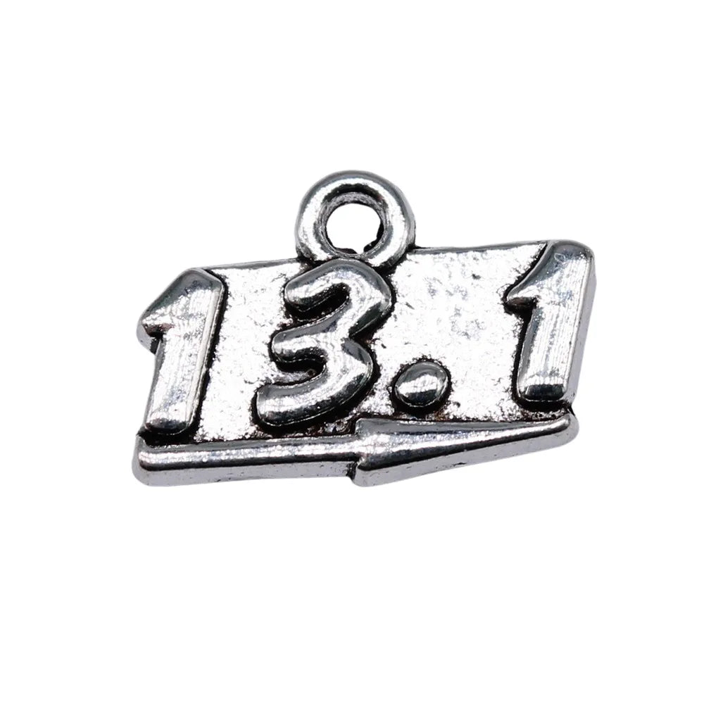 19x13mm 1.77g Antique Silver Zinc Alloy 13.1 Marathon Charm Pendant for Runner Jewelry Making