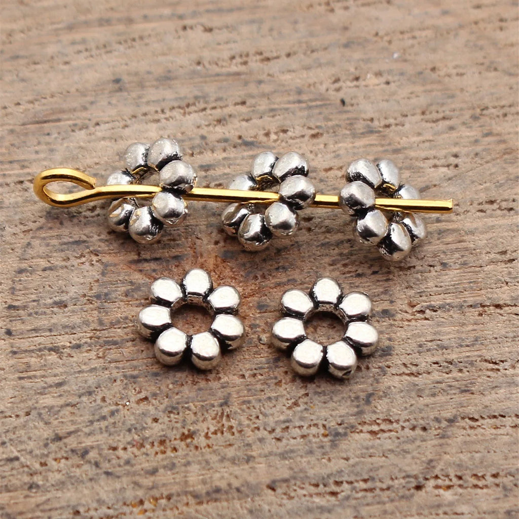 6x6x1.6mm 0.17g Multi-Color Zinc Alloy Flower Shape Spacer Beads for DIY Bracelet Necklace Making