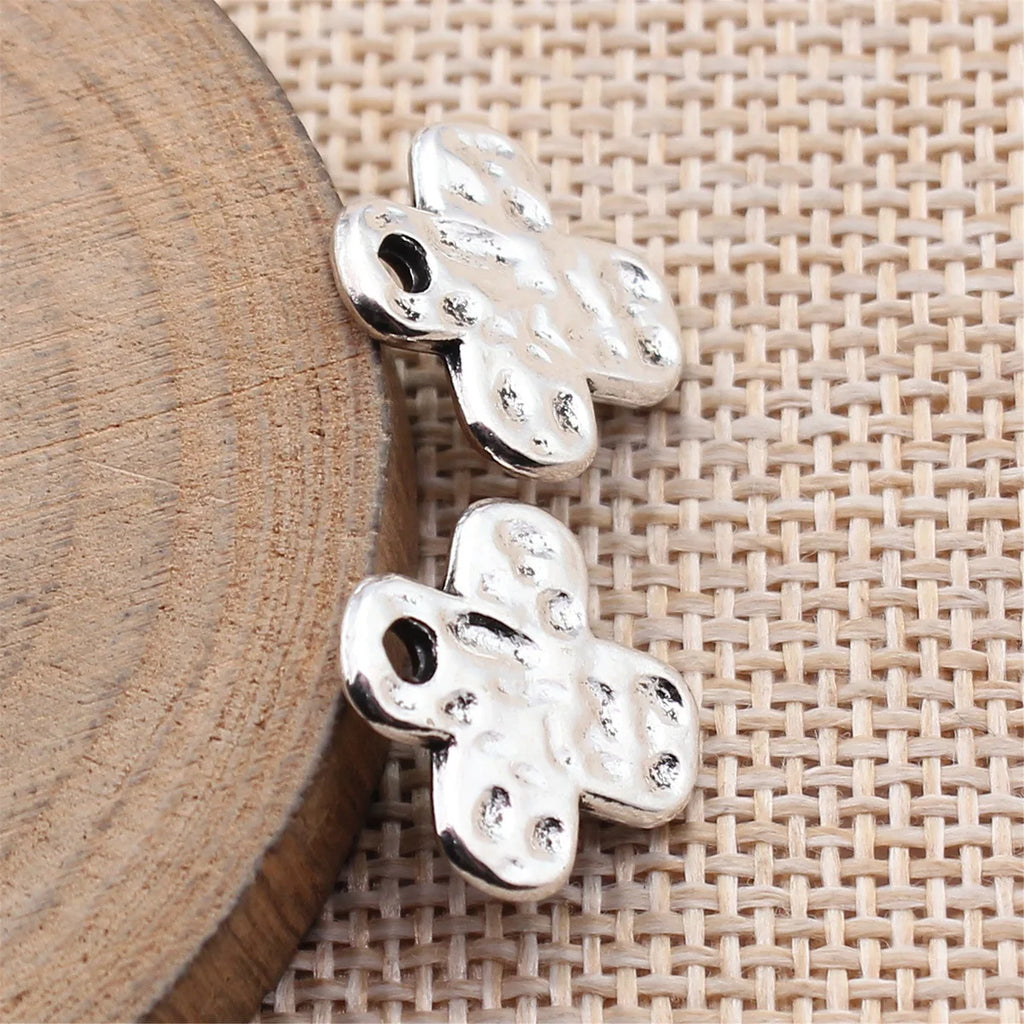 17x16mm 1.8g Multicolor Zinc Alloy Hammered Cross Charm Pendant for DIY Necklace Bracelet Jewelry