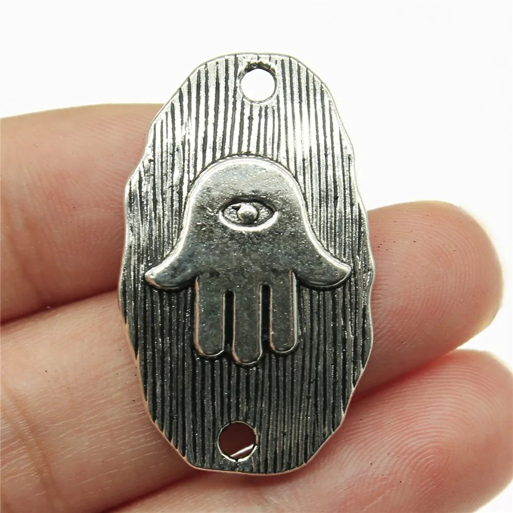 19x32mm 4g Antique Silver Zinc Alloy Palm Hand Connector Charm for DIY Bracelet Necklace Making