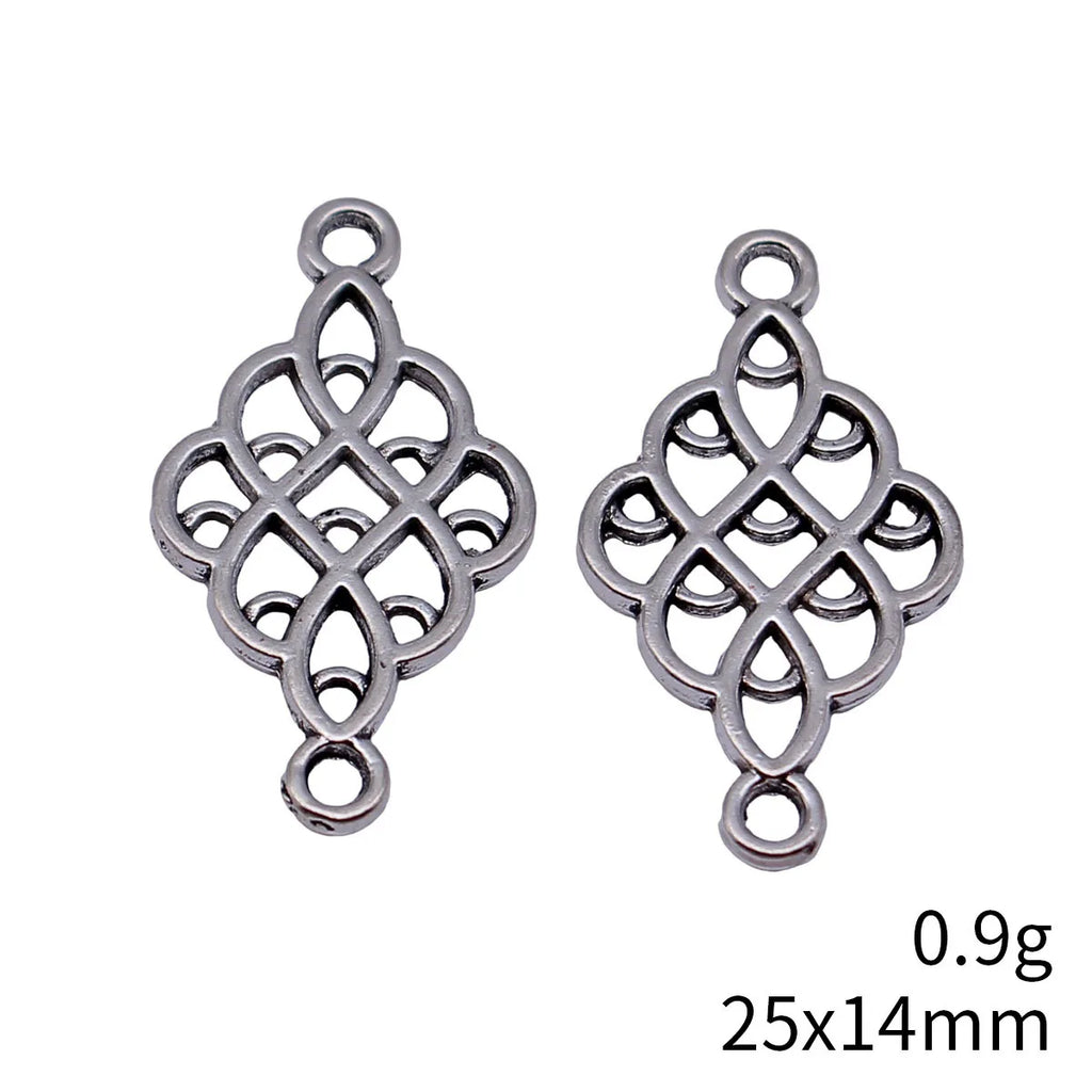 25x14mm 0.9g Antique Silver Zinc Alloy Hollow Geometric Connector Charm for DIY Bracelet Jewelry Making