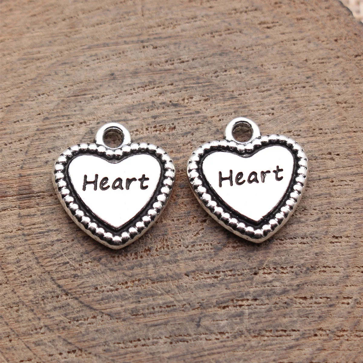 15x14mm 2.1g Antique Silver Zinc Alloy Double Sided Heart Charm Pendant for DIY Necklace Bracelet Making