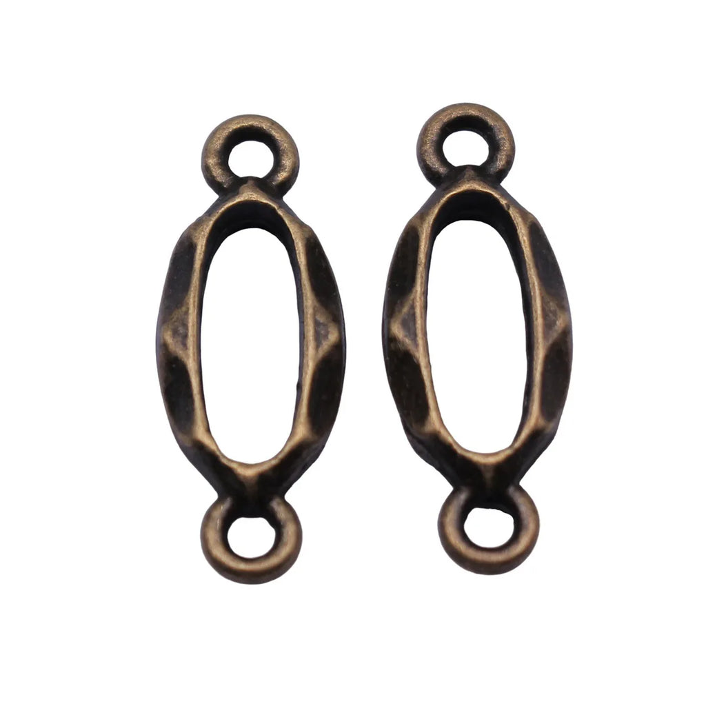 21x8mm 0.74g Antique Bronze Zinc Alloy Oval Ring Connector Charm for Bracelet Necklace DIY Jewelry