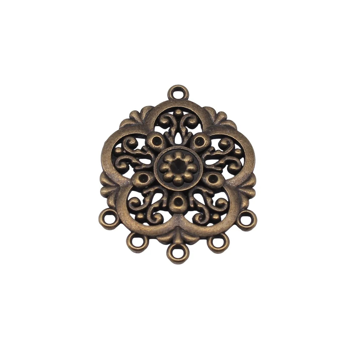 39x32mm 8.8g Antique Bronze Zinc Alloy Flower Earring Connector Charm for DIY Earrings Jewelry