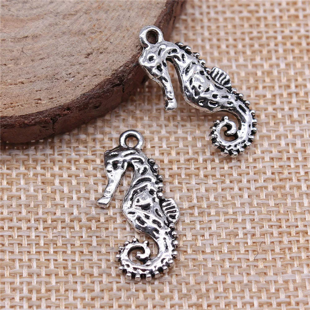 12x25mm 1.3g Antique Silver Zinc Alloy Seahorse Charm Pendant for Necklace Bracelet DIY Jewelry